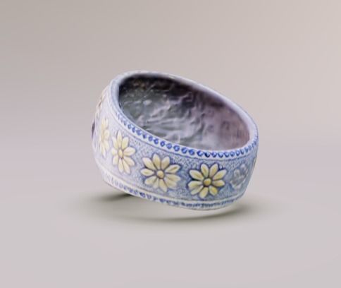 Mexican Calavera Skull Floral Pattern Ring 3D model_1