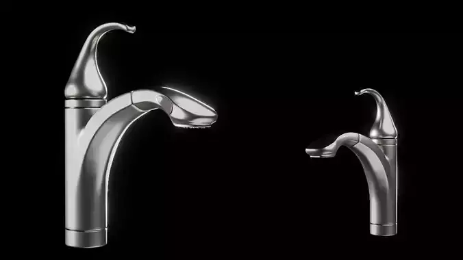 Kitchen Faucet - A - 1 Handed - Game Ready Low-poly 3D model