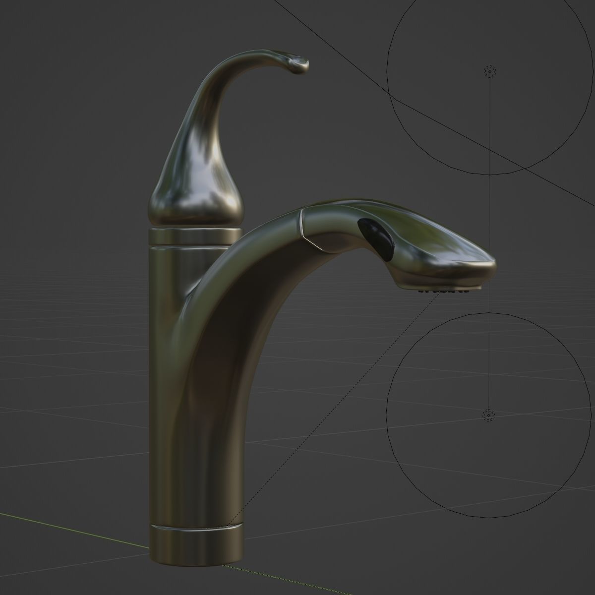 Kitchen Faucet - A - 1 Handed - Game Ready Low-poly 3D model_4