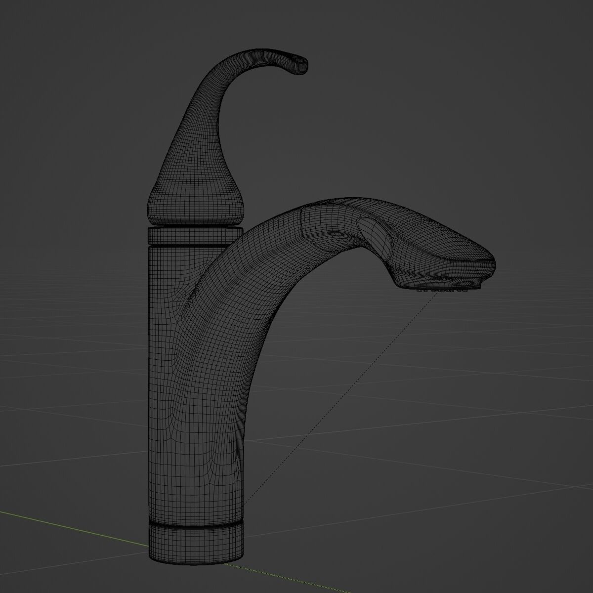 Kitchen Faucet - A - 1 Handed - Game Ready Low-poly 3D model_5
