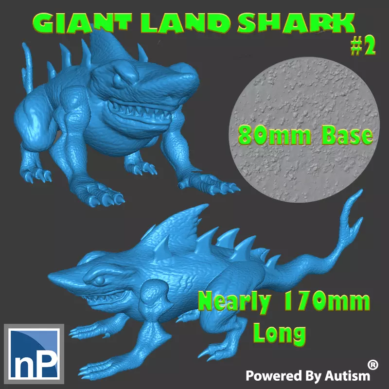 Giant Land Shark Fantasy Monster 2 Free 3D print model