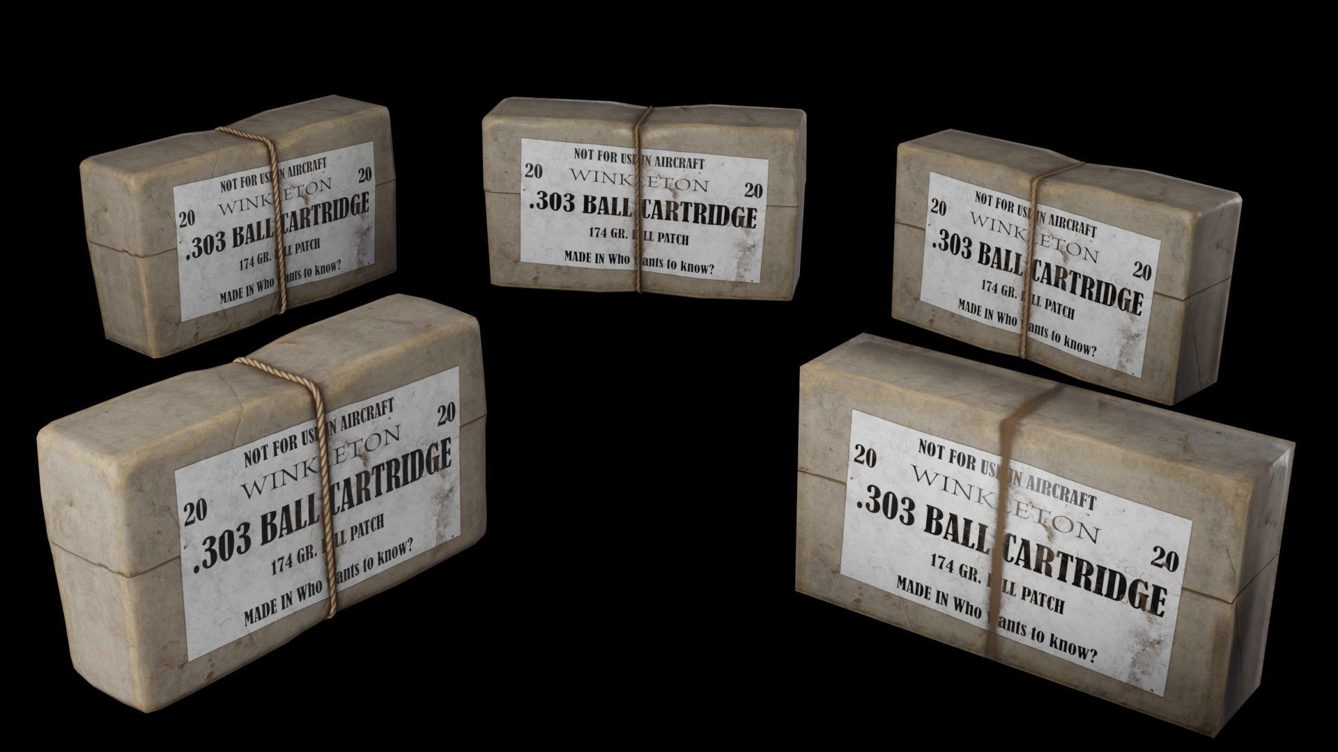 303 British Rifle Cartridge and Box Low-poly 3D model_6