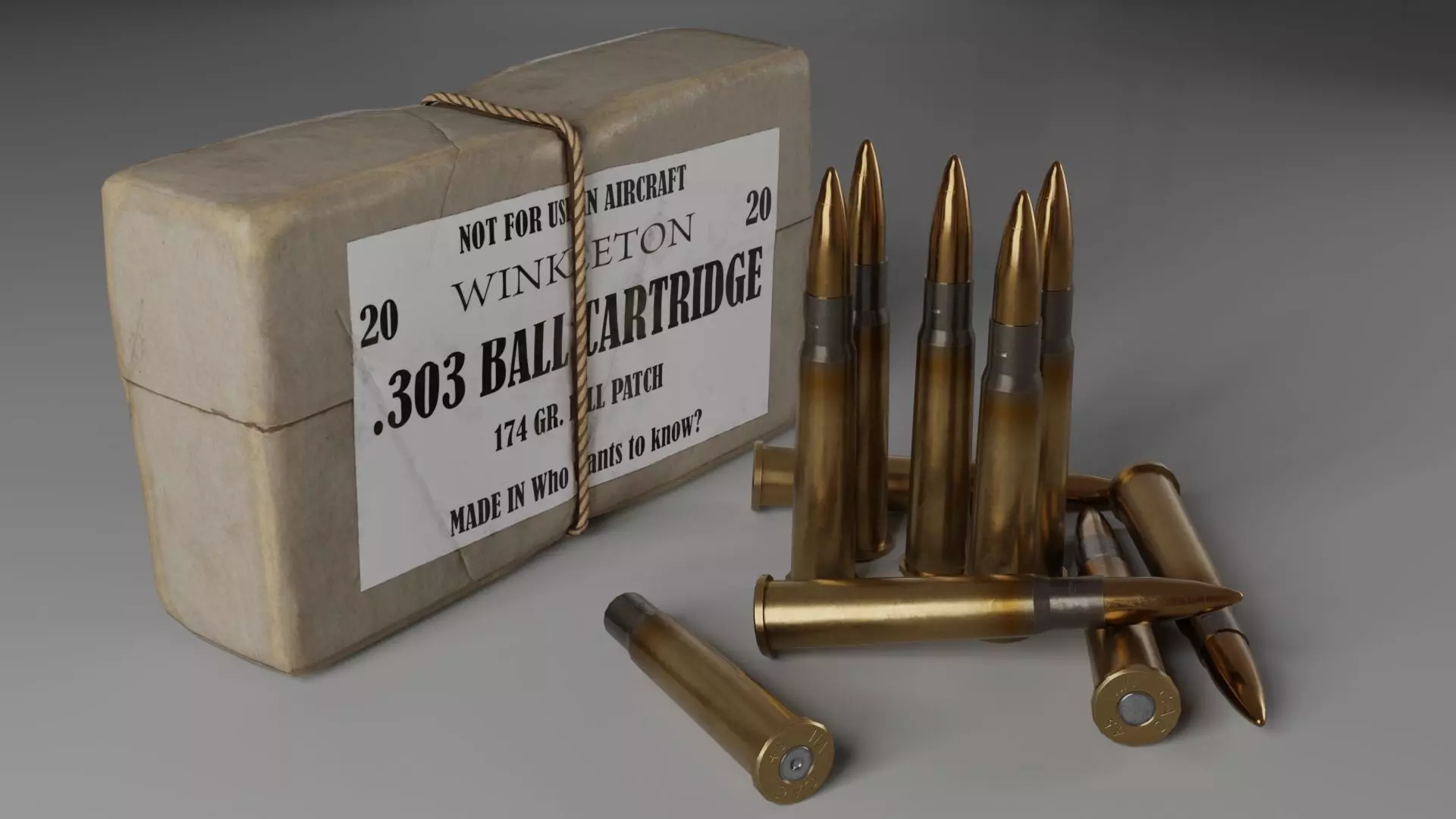 303 British Rifle Cartridge and Box Low-poly 3D model_0
