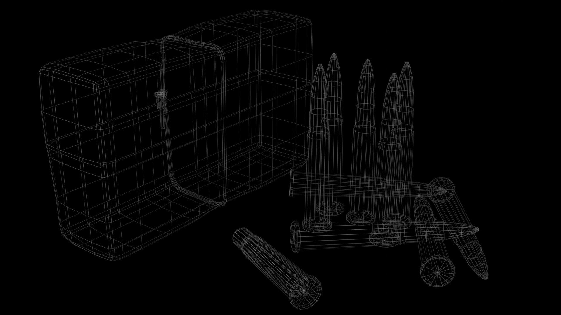 303 British Rifle Cartridge and Box Low-poly 3D model_3