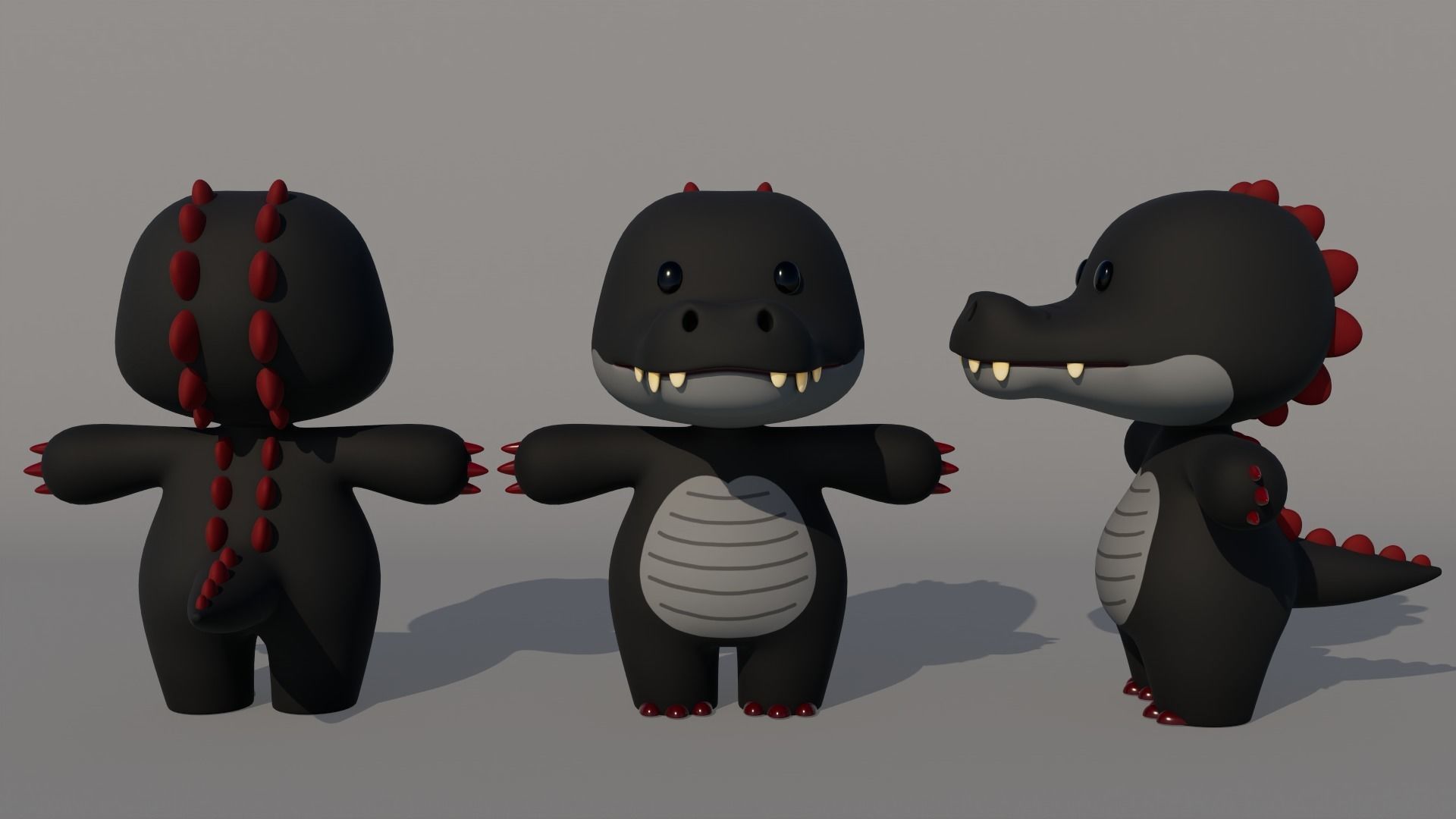 Rigged Cartoon Crocodile Low-poly 3D model_4