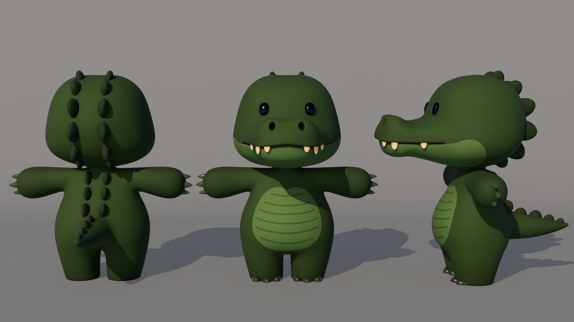 Rigged Cartoon Crocodile Low-poly 3D model_3