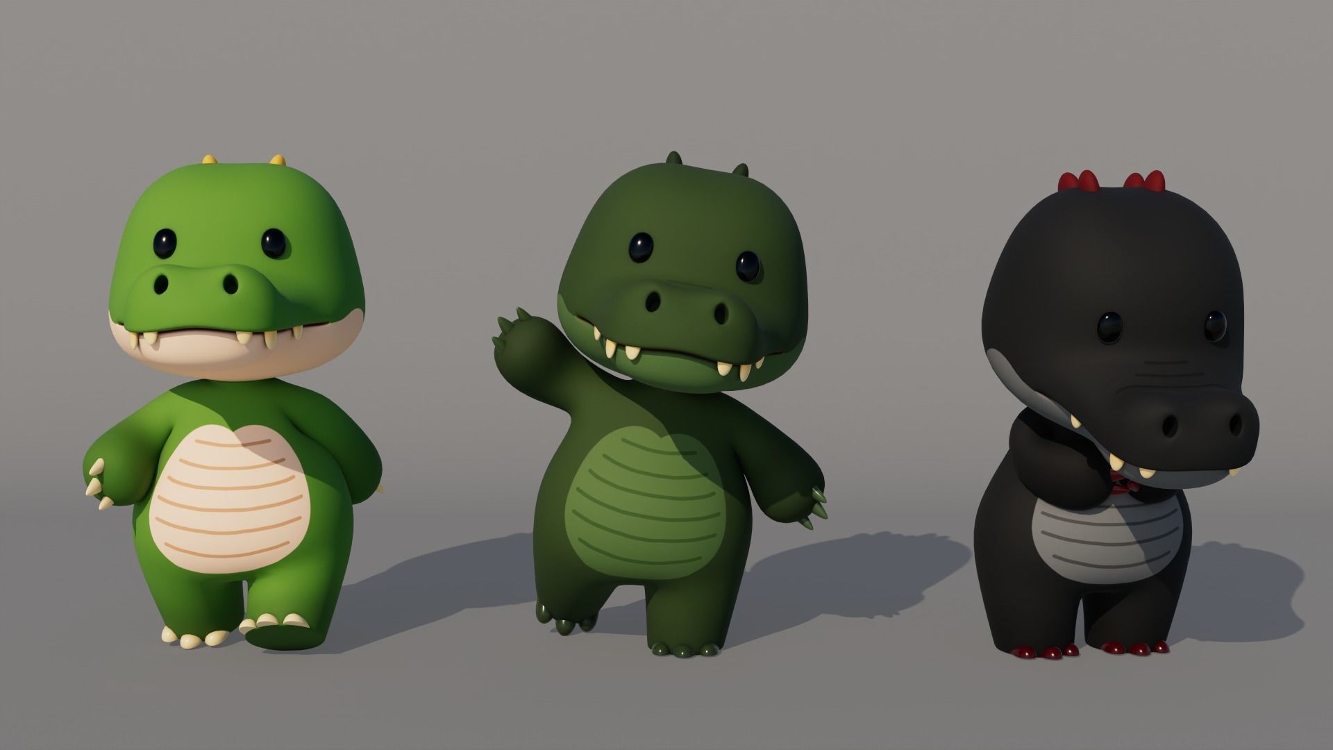 Rigged Cartoon Crocodile Low-poly 3D model_1