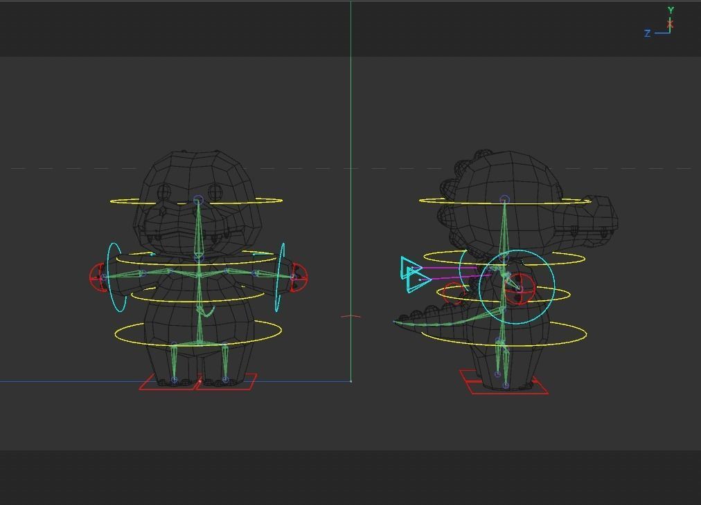 Rigged Cartoon Crocodile Low-poly 3D model_7