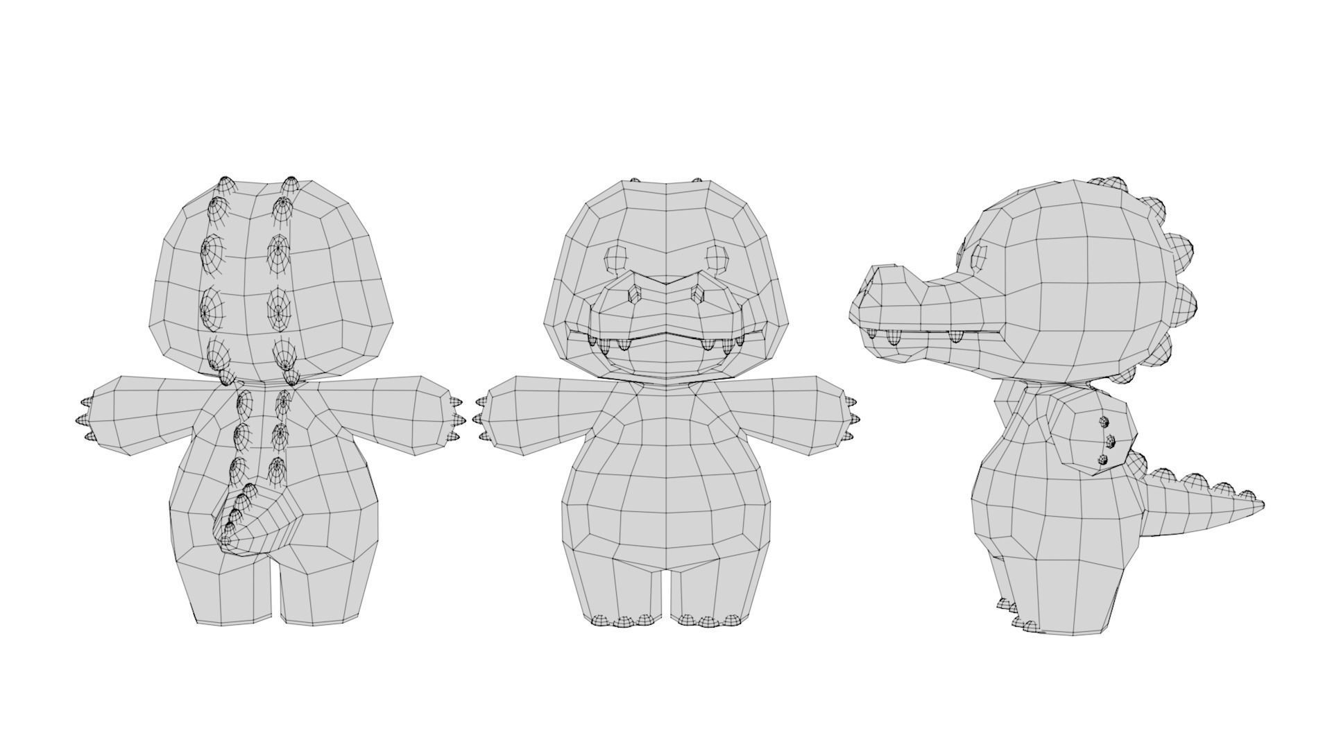 Rigged Cartoon Crocodile Low-poly 3D model_6