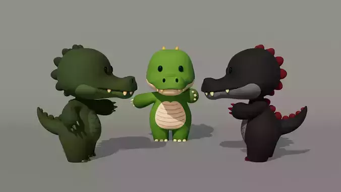 Rigged Cartoon Crocodile