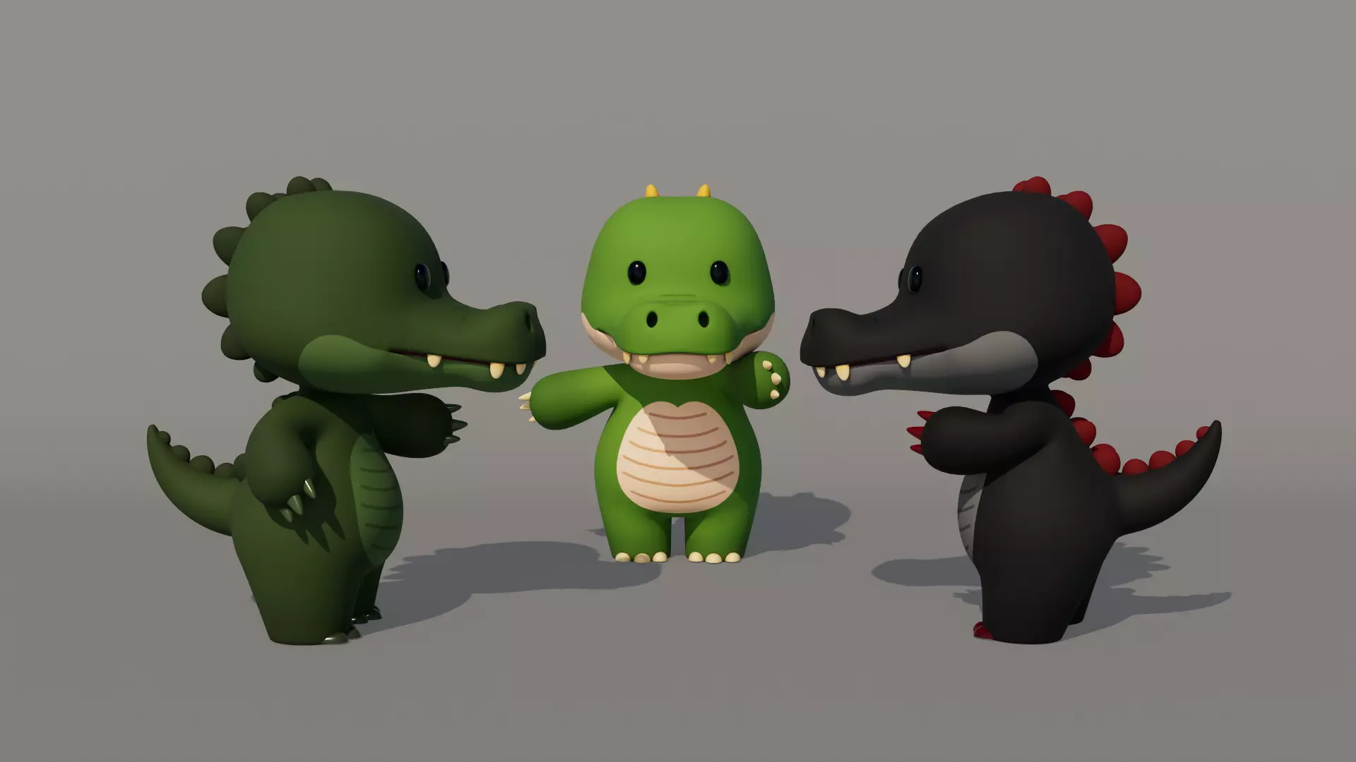 Rigged Cartoon Crocodile Low-poly 3D model_0