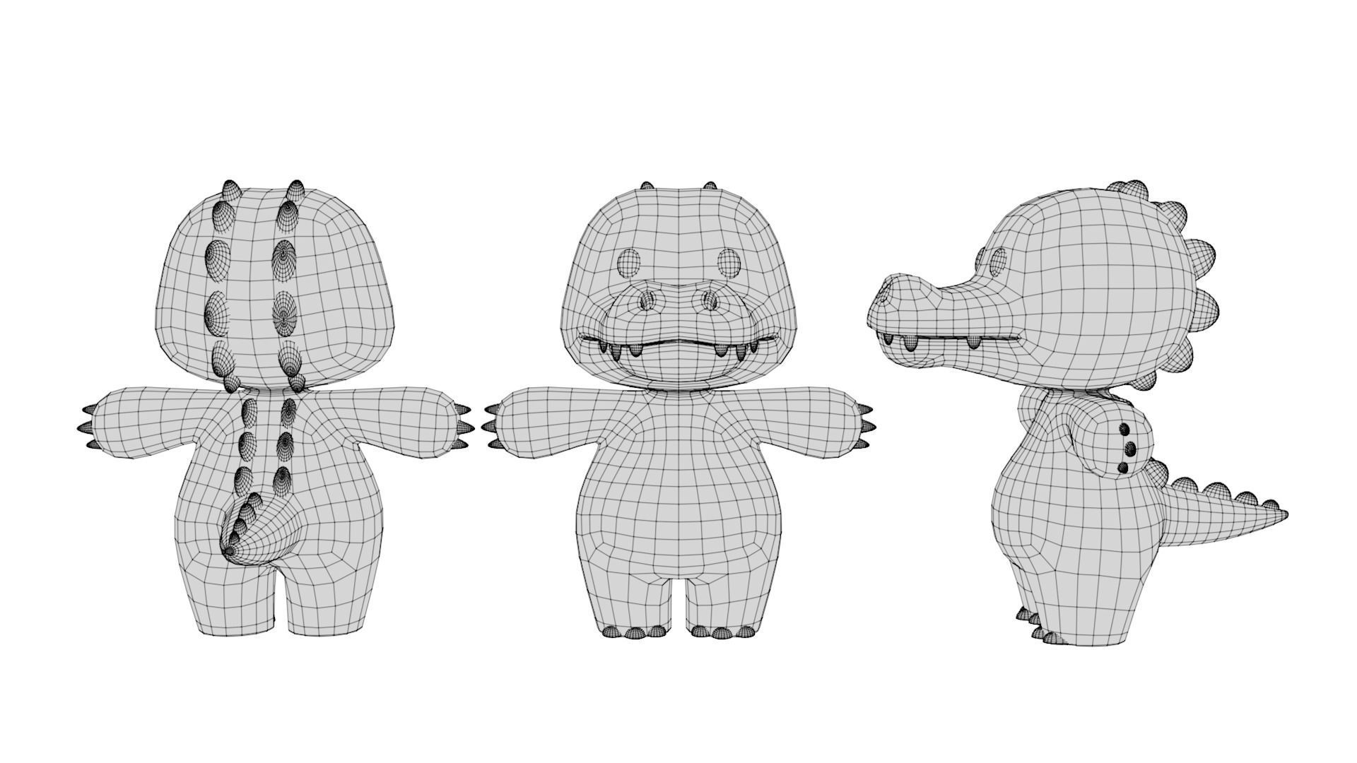 Rigged Cartoon Crocodile Low-poly 3D model_5