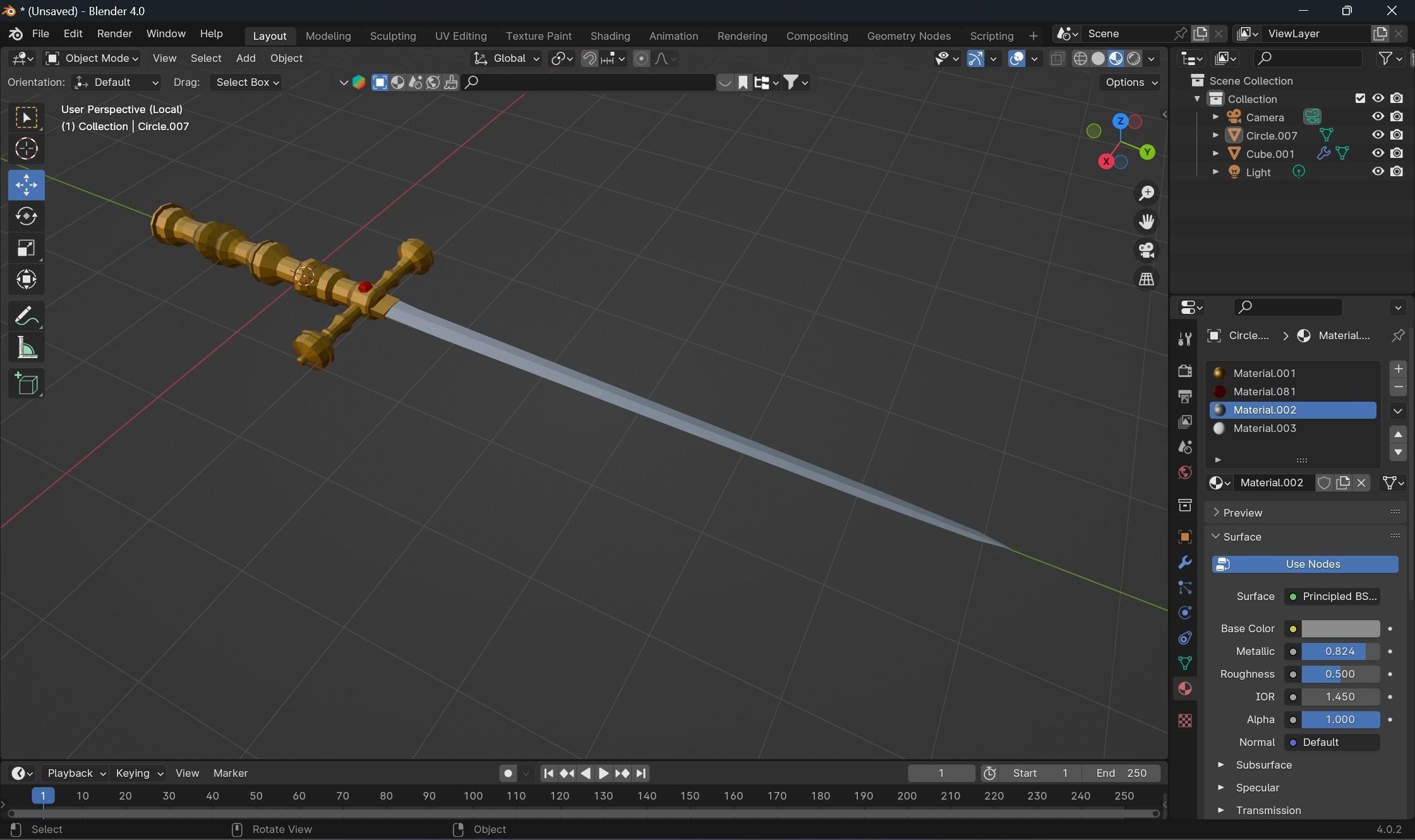 Golden looking  Stilleto 3D model_4