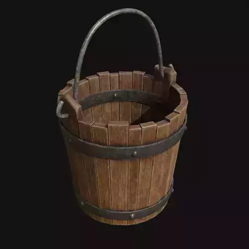 Wooden Bucket - Game Ready