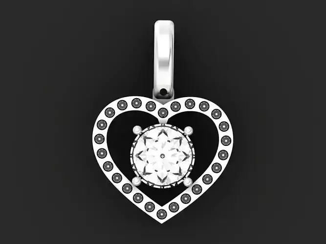 Solitaire Sapphire Open Heart Pendant with Diamonds 1117