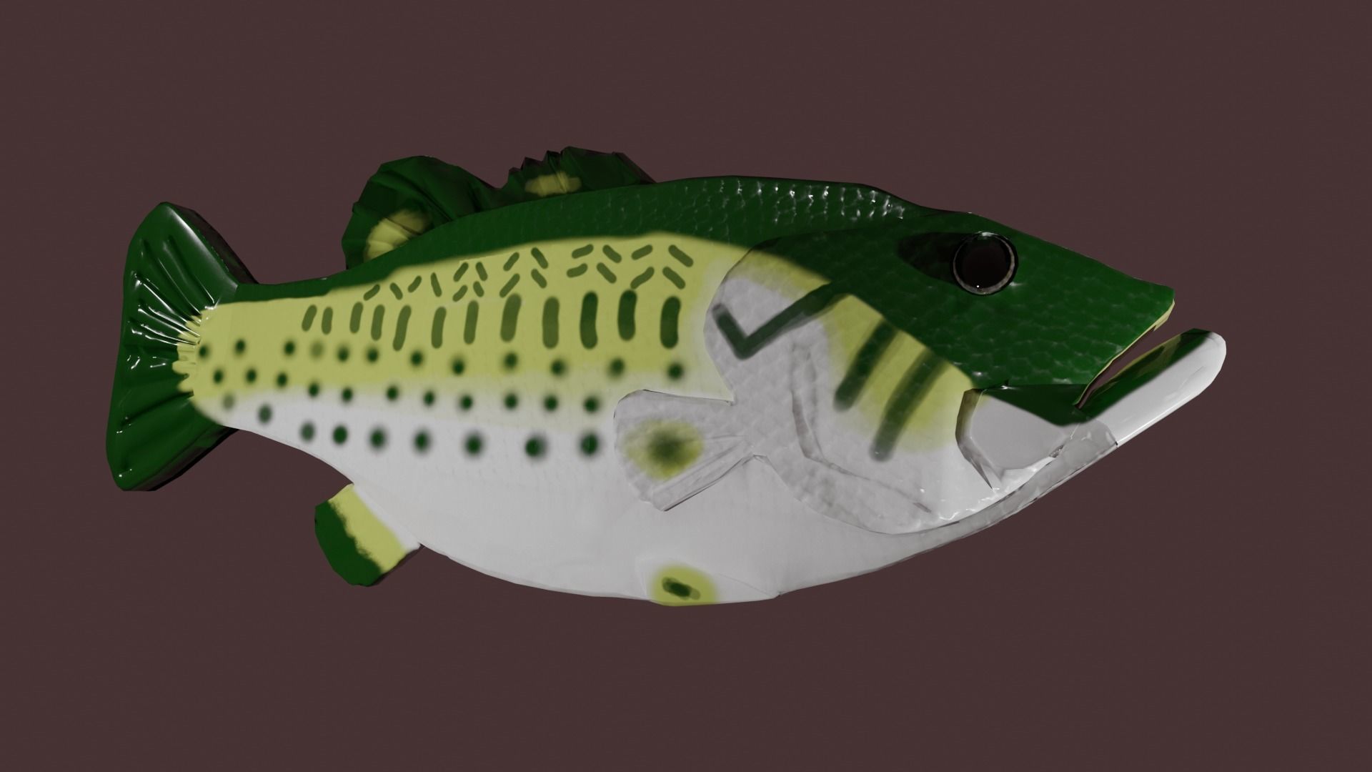 Rigged singing bass fish Low-poly 3D model_8