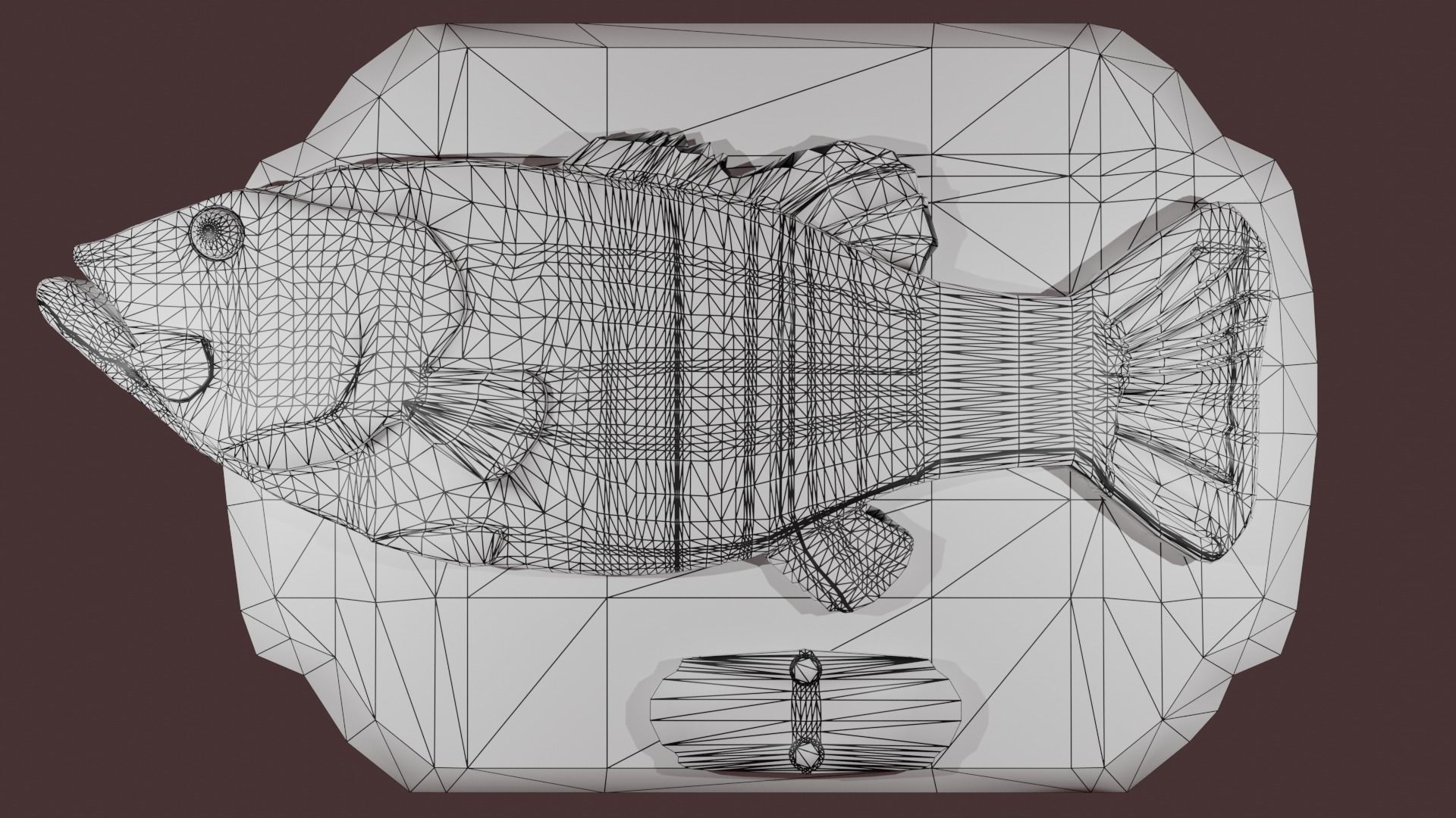 Rigged singing bass fish Low-poly 3D model_9