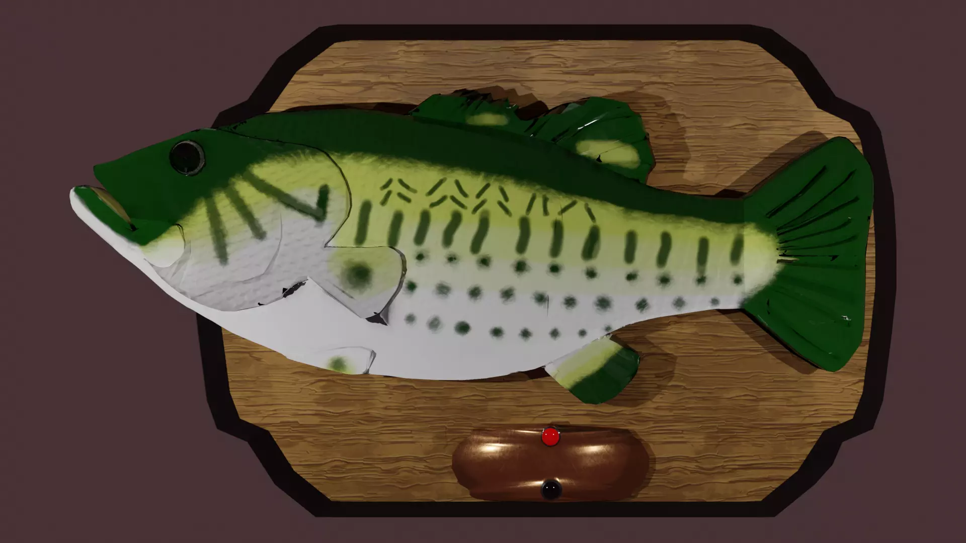Rigged singing bass fish Low-poly 3D model_0
