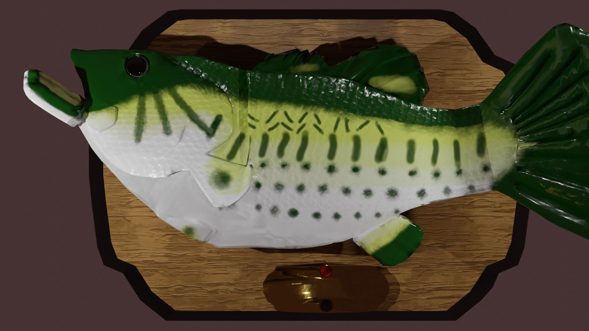 Rigged singing bass fish Low-poly 3D model_1
