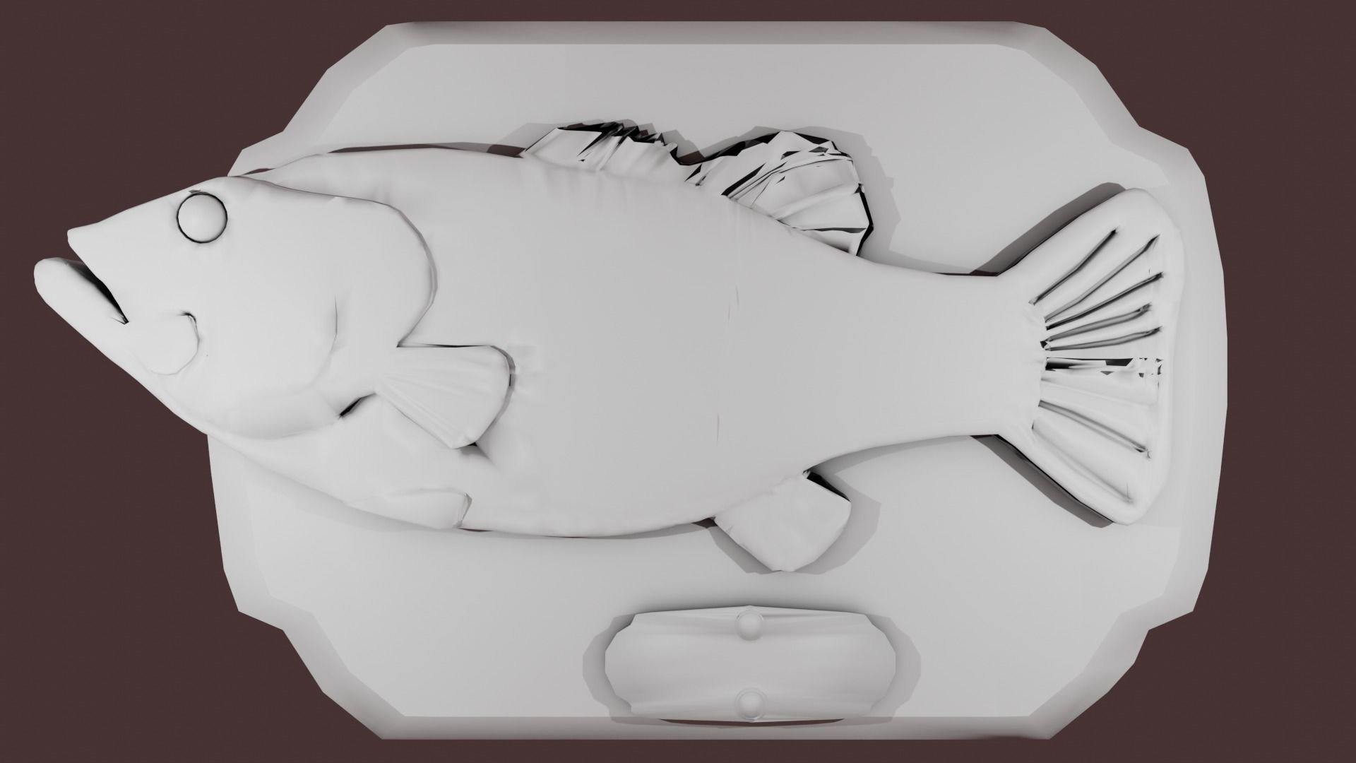 Rigged singing bass fish Low-poly 3D model_2