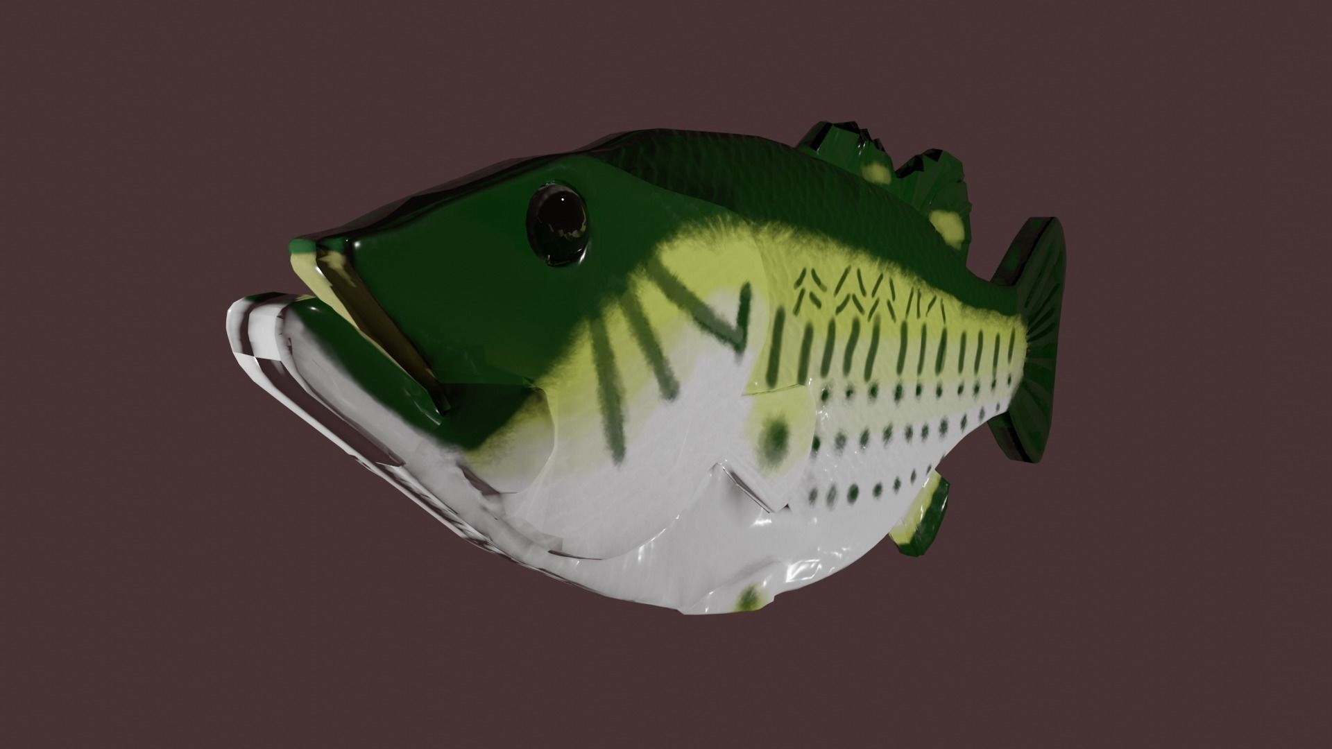 Rigged singing bass fish Low-poly 3D model_7