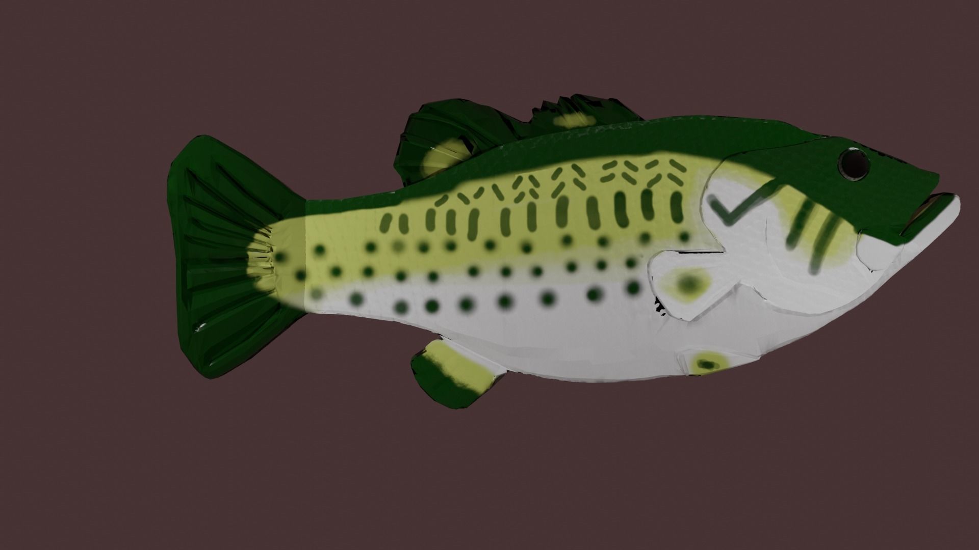 Rigged singing bass fish Low-poly 3D model_6