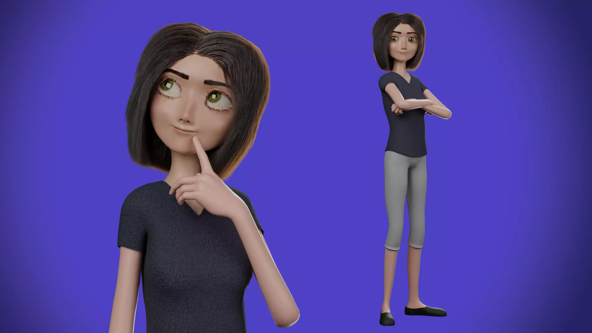 Cartoon Woman Rigged 3D model in Blender 3D model