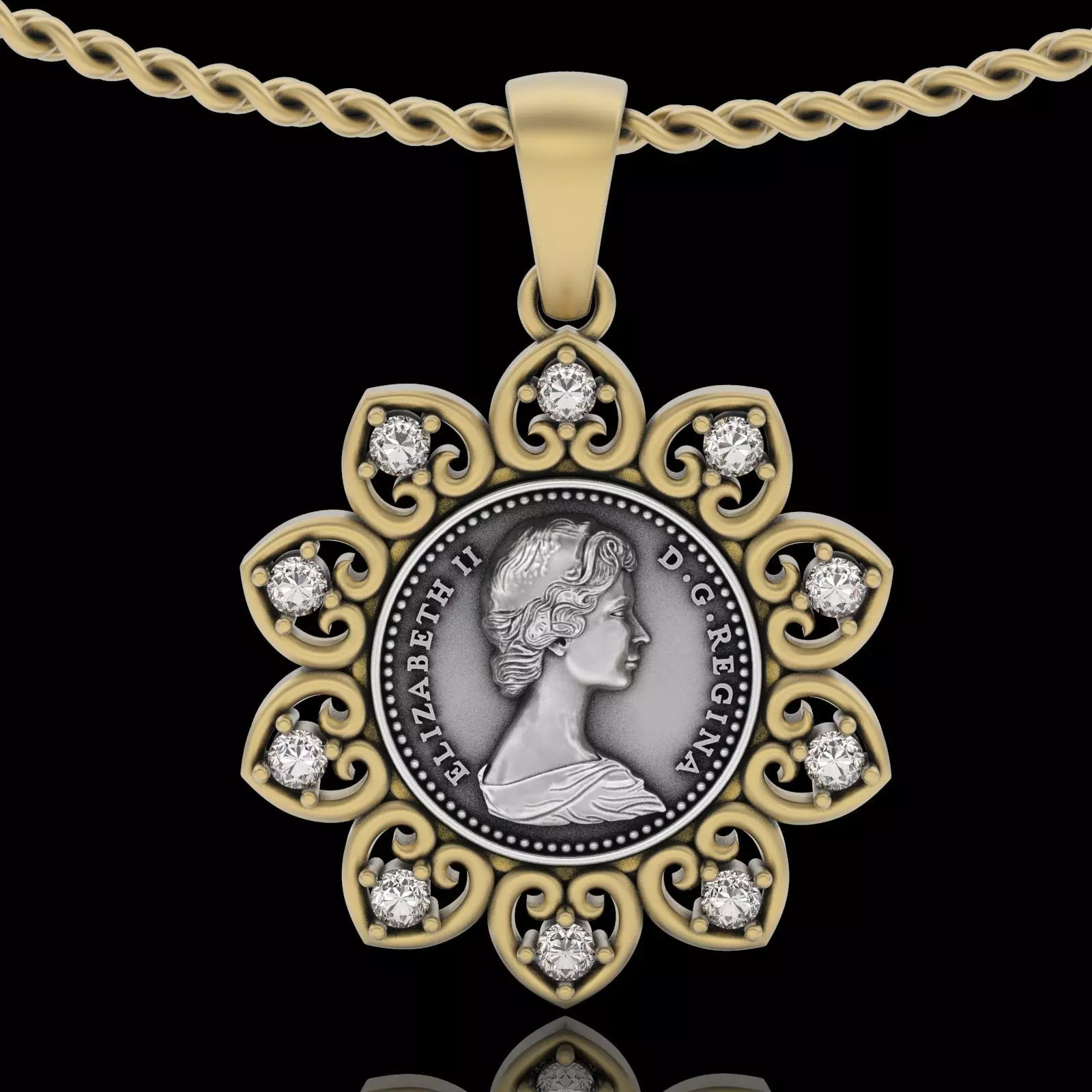 Elizabeth II Canadian Gold Coin printable 3d model 3D print model