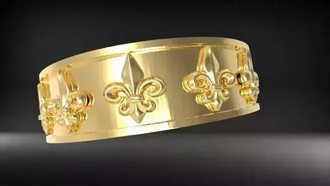 Solid FLEUR DE LIS UNISEX RING WEDDING BAND JEWELRY 3D