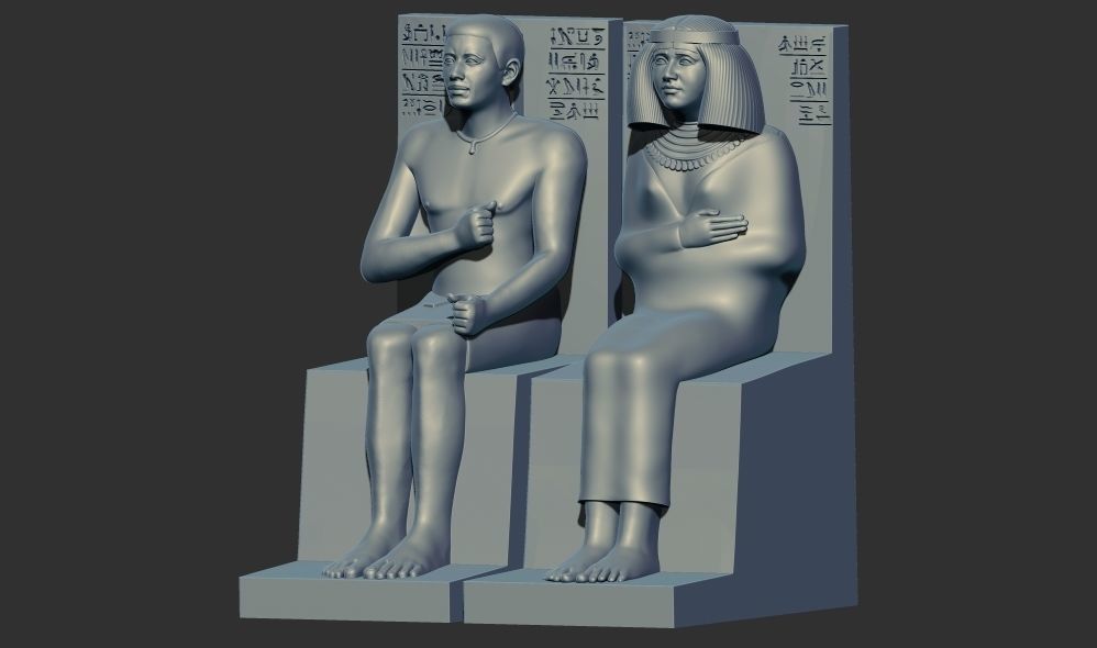 Egyptian Rahotep and Nofret Statue 3d printable model 3D print model_1