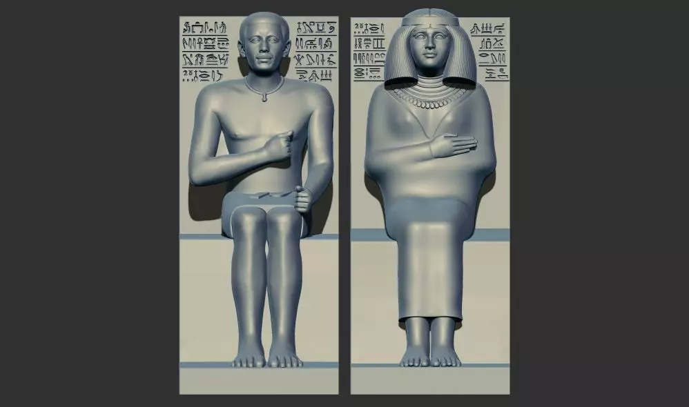 Egyptian Rahotep and Nofret Statue 3d printable model 3D print model_0