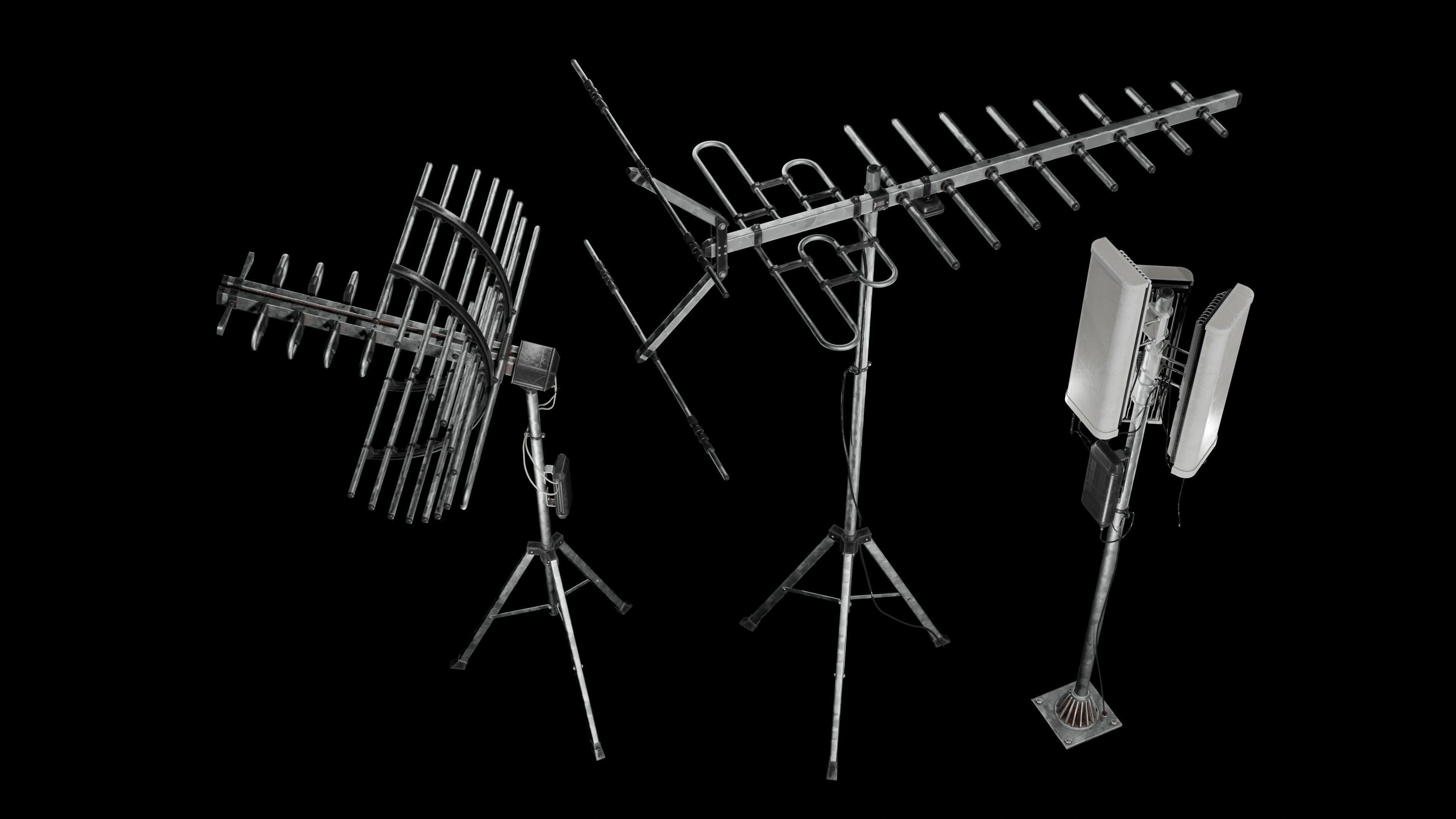 Antennas 5G TV part 3 Low-poly 3D model_5