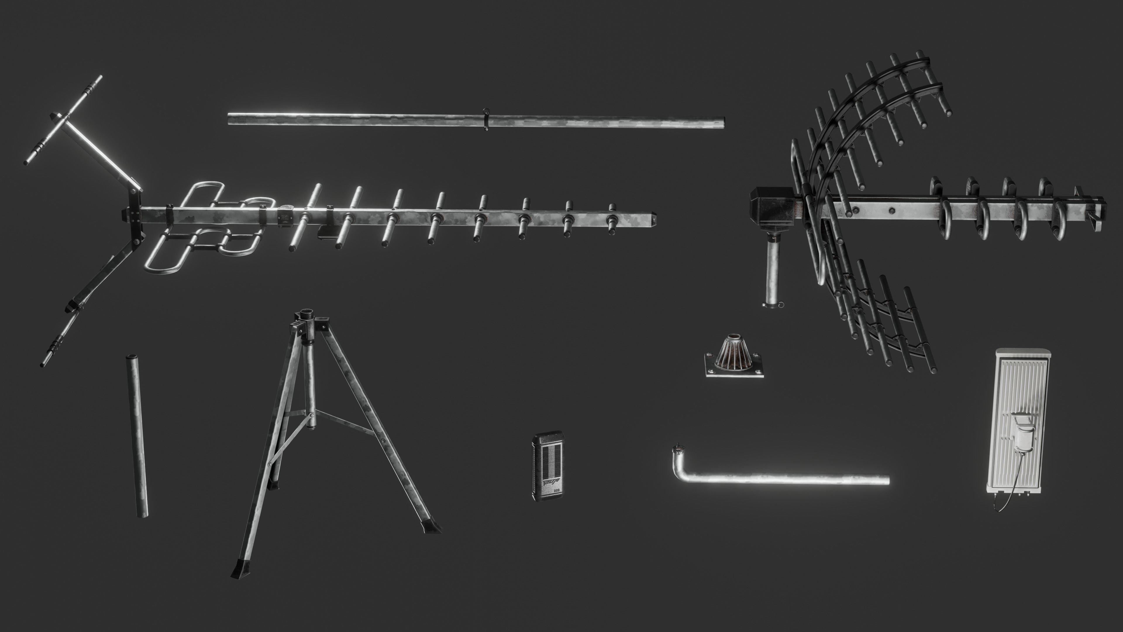 Antennas 5G TV part 3 Low-poly 3D model_14