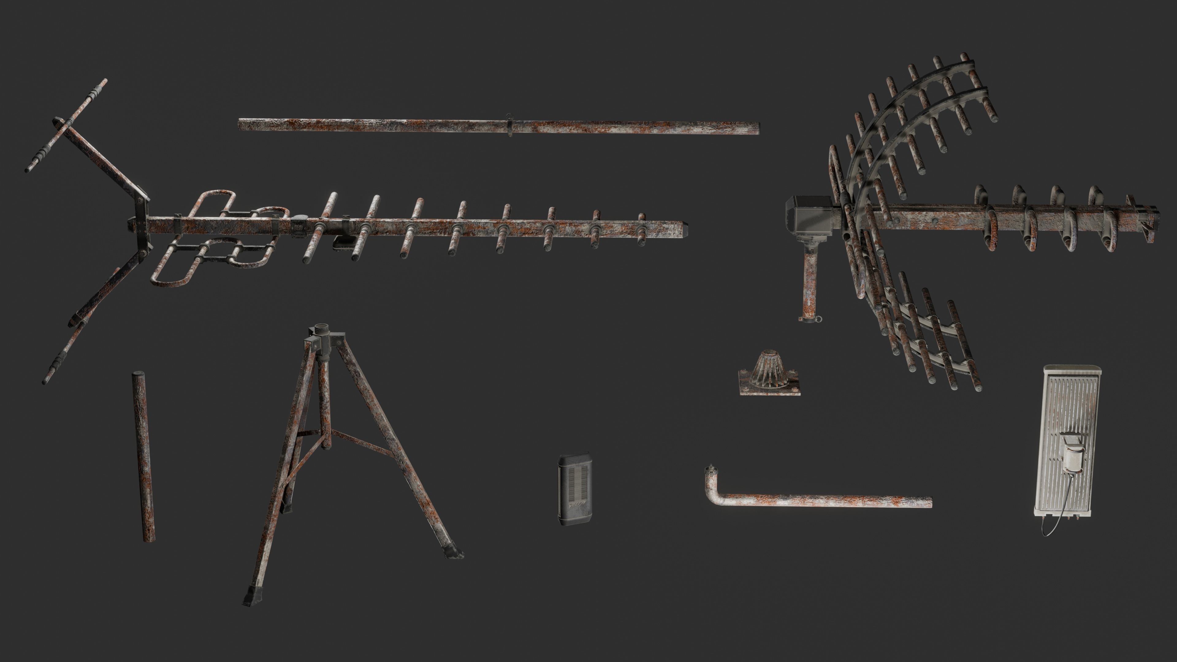 Antennas 5G TV part 3 Low-poly 3D model_15