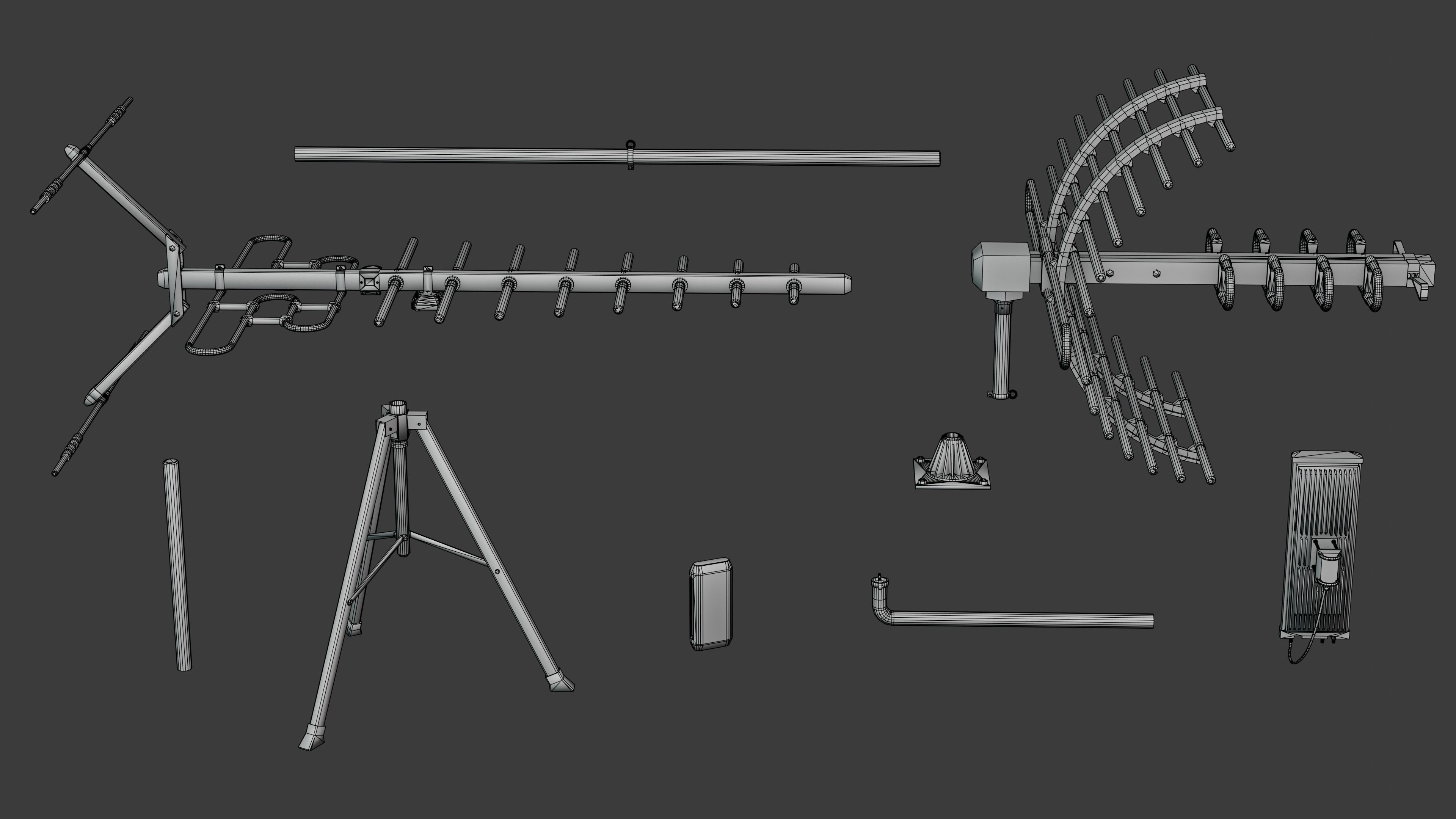 Antennas 5G TV part 3 Low-poly 3D model_16