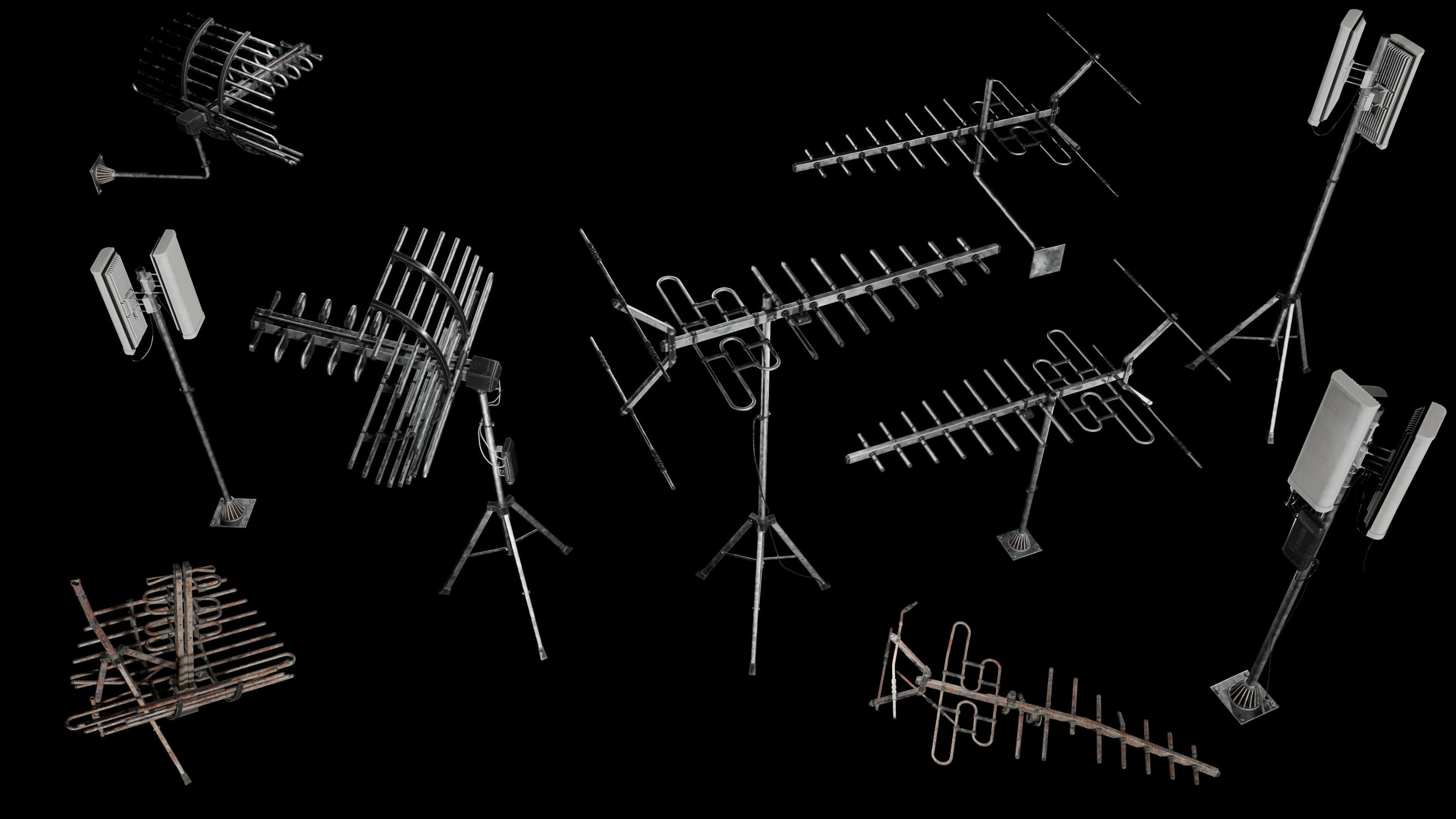 Antennas 5G TV part 3 Low-poly 3D model_3