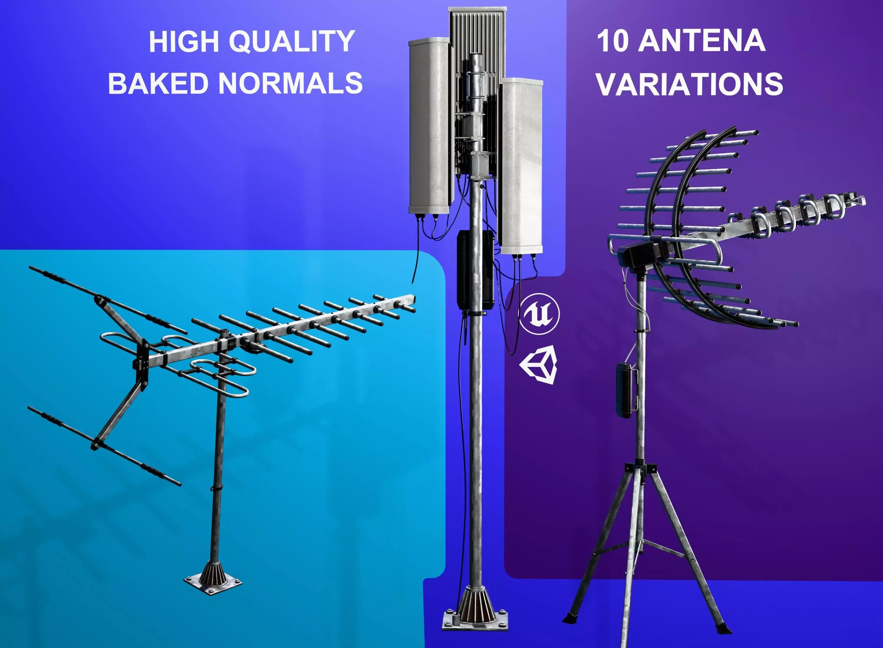 Antennas 5G TV part 3 Low-poly 3D model_0