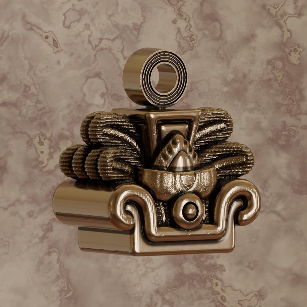 Aztec symbol pendant 3 Reed - Acatl 3D print model_1