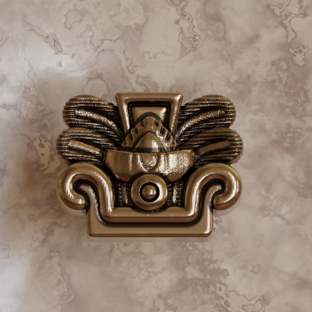 Aztec symbol pendant 3 Reed - Acatl 3D print model_4