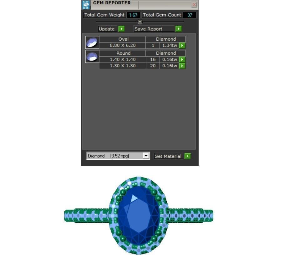 Oval halo diamond ring 3D print model_6