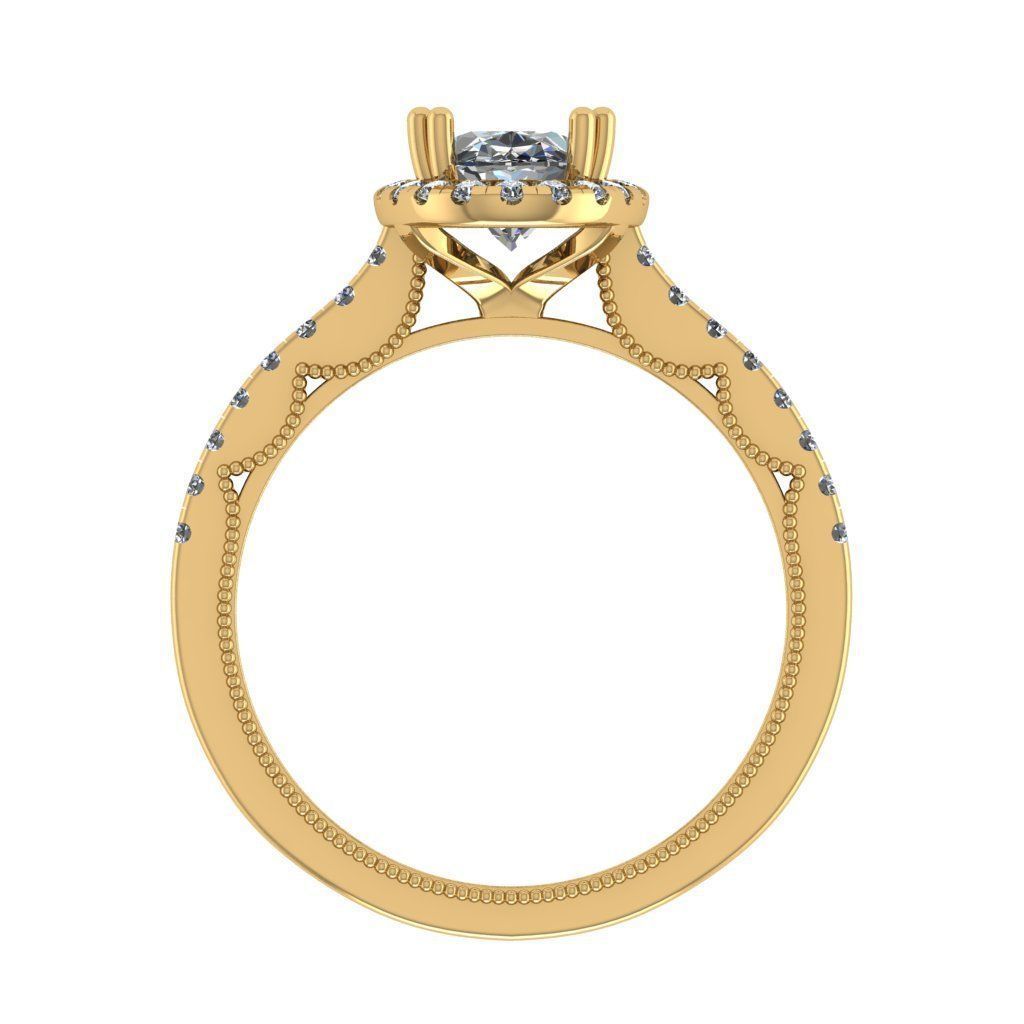 Oval halo diamond ring 3D print model_1