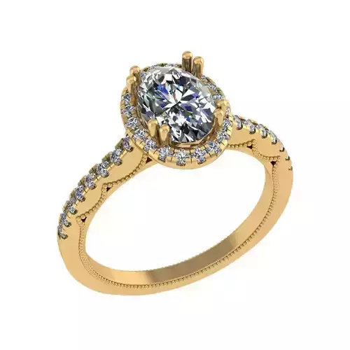 Oval halo diamond ring