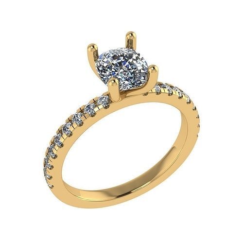 Cushion cut diamond solitaire ring 3D print model