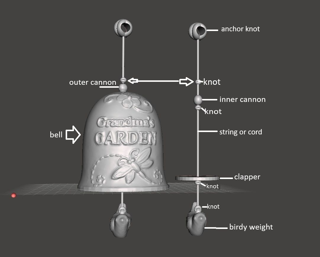 grandmas garden bell 3D print model_2