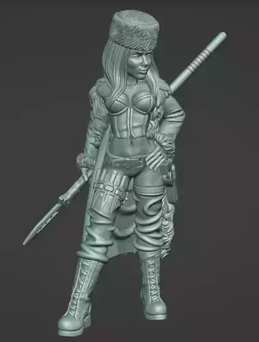 Huntress Katya 32mm Miniature STL Cold Weather Specialist