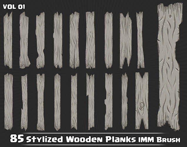 85 Stylized Wooden Planks IMM Brush VOL01 3D model