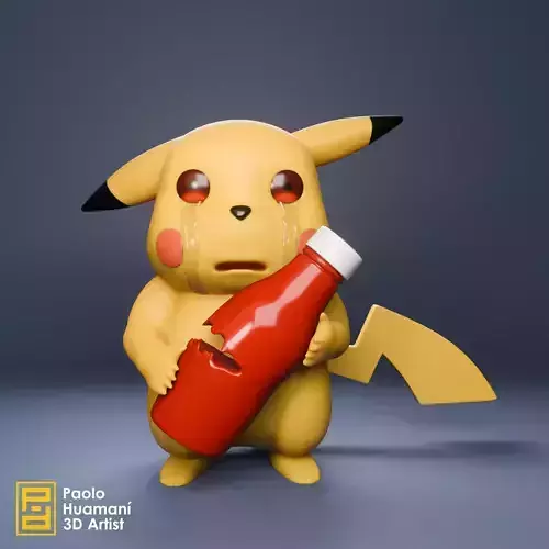 Sad Pikachu with Ketchup