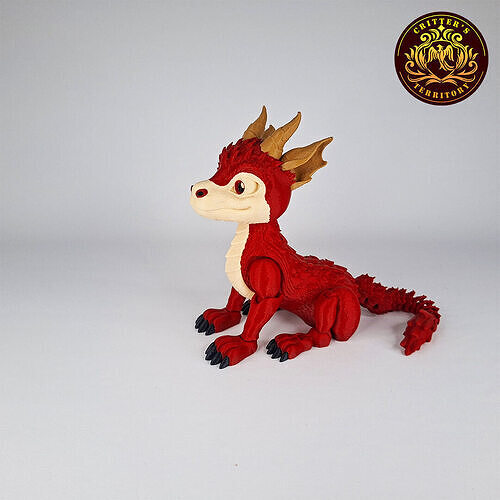 Flexi Red Dragon Print-in-place No-support Cute Articulate 3D print model
