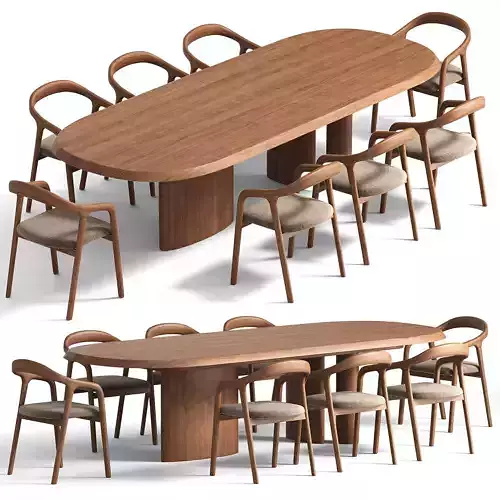 Solid Wood Dining Room Chair And Bonaldo Padiglioni Dining Table