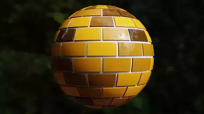 Glossy Yellow Tile Wall - Procedural Ceramic Texture